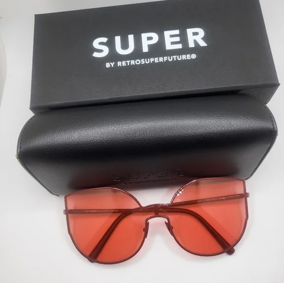 New RetroSuperFuture Red Tint Lens/Frame Women Butterfly Cateye Sunglasses Italy - Picture 2 of 7